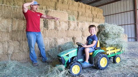tractors  pick   huge hay mess   farm tractors  kids youtube