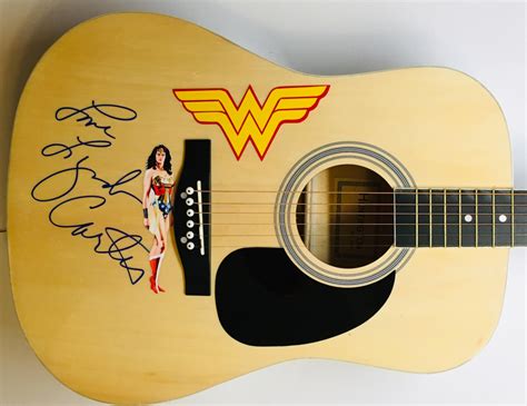 Lynda Carter Signed Wonder Woman Full Size Huntington Acoustic Guitar