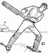 Cricket Drawing Bat Clipart Coloring Outline Batsman Pages Template Getdrawings Sketch Games Etc Large Vintage Printable sketch template