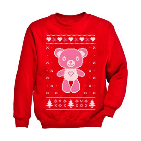 Big Pink Furry Bear Doll Cute Ugly Christmas Sweater