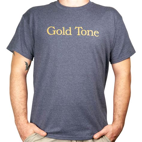 T Shirt Gold Tone Logo Blue Gold Tone Folk Instruments