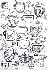 Doodle Doodles Coloring Pages Cupcake Adult Tea Cup Drawings Journal Bullet Google Essen Colouring Colorir Coffee Easy Arteterapia Criativa Livro sketch template