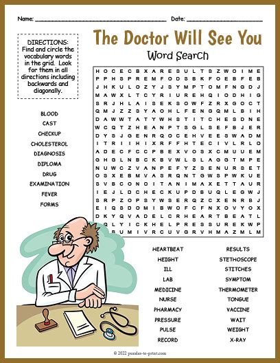 doctor appointment word search