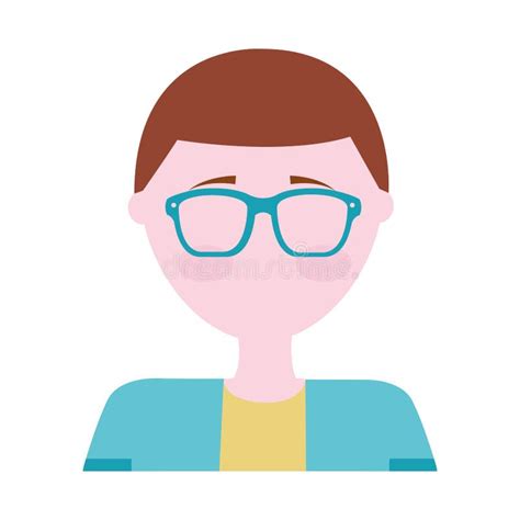 Head Man With Eyeglasses Avatar Character Stock Vector Illustration