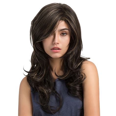 fashion linen brown multi layered natural long hair wigs human hair women wig   hair