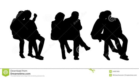 couples seated outdoor silhouettes set 1 royalty free
