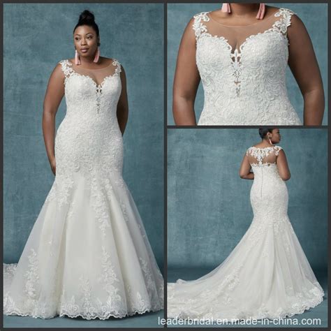 china custom bridal gowns plus size mermaid lace wedding