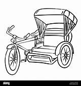 Tricycle Dreirad Linie Skizze Einfache Gezeichnete Weiß sketch template