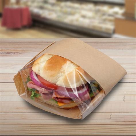 sandwich bag kraft  window  medium  pk