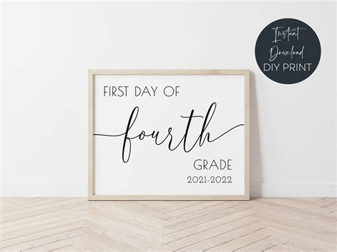 day  fourth grade   printable class sign  etsy