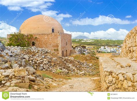 mosque of sultan ibrahim in fortezza castle crete stock