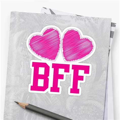 bff with cute pink hearts best friends forever sticker