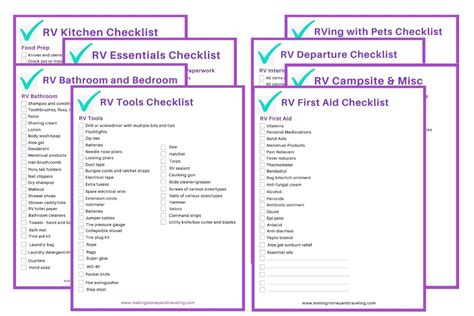 printable rv setup checklist printable templates