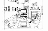 Room Coloring Pages Living Dining Perspective Point Two Mouse Started Template Sketch Templates Print January sketch template