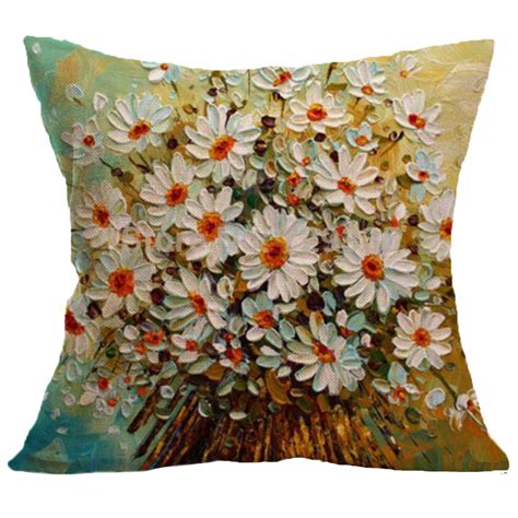 decorative throw pillow covers  inches flower linen pillow cases protector  zipper