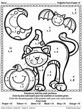 Halloween Coloring Color Math Number Pages Worksheets Code Addition 1st Puzzles Numbers Codes Grade Problems Puzzle Graders Printable First Maths sketch template