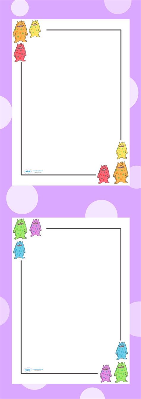 monster page borders printable teaching resources page borders