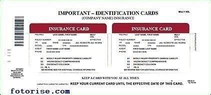 auto insurance card template   ideal vistalist  intended