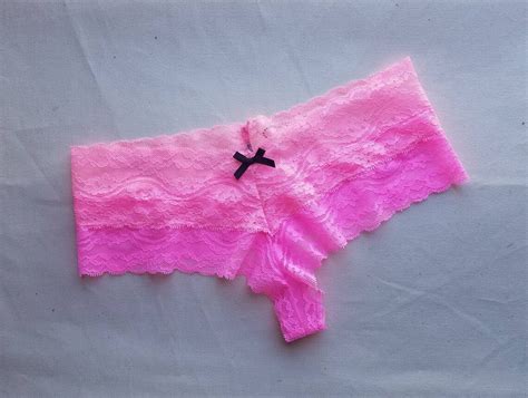 small pink cheeky panties w crystal bride and black bow sexy etsy
