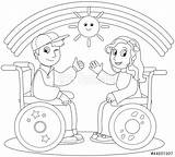 Coloring Disabilities Wheelchair sketch template