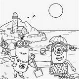 Minions Coloring Minion Pages Kids Color Clipart Fun Beach Colouring Printable Drawing Seaside Summer Teens Sands Tropical Holiday Despicable Cartoon sketch template