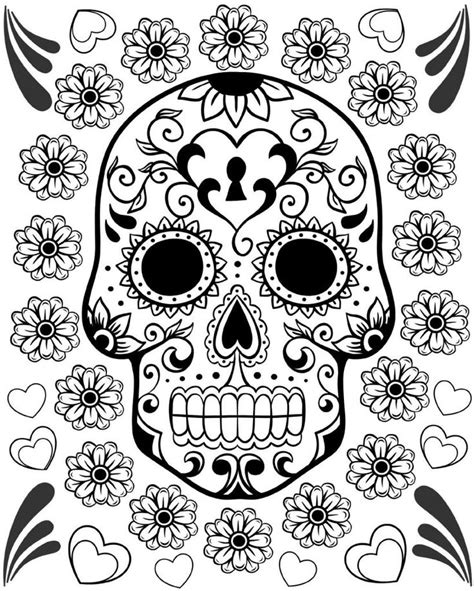 skull coloring  de los muertos images  pinterest