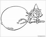 Witch Broom Pages Coloring Kid Bag Loot Halloween Color sketch template