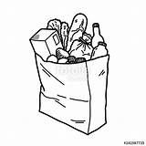 Grocery Voedsel Vers Binnen Zak Vectorified sketch template