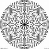 Stern Schwer Mosaic Dreiecke Kreis Geometrische Rundes Mitte Symmetry Malen Coloringhome sketch template