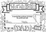 Father Colouring Certificate Dad Fathers Coloring Printable Certificates Template Gift Hobbycraft Templates Activities sketch template