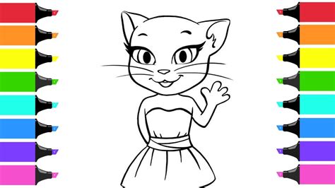 talking angela coloring  page  girls learn  colors youtube