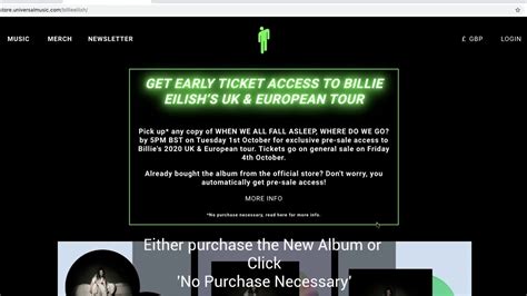 billie eilish  presale code uk   youtube