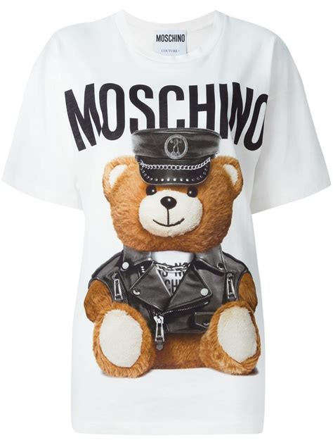 lyst moschino teddy bear print t shirt in white