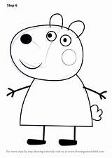 Suzy Sheep Pig Peppa Drawing Draw Tutorials Step sketch template