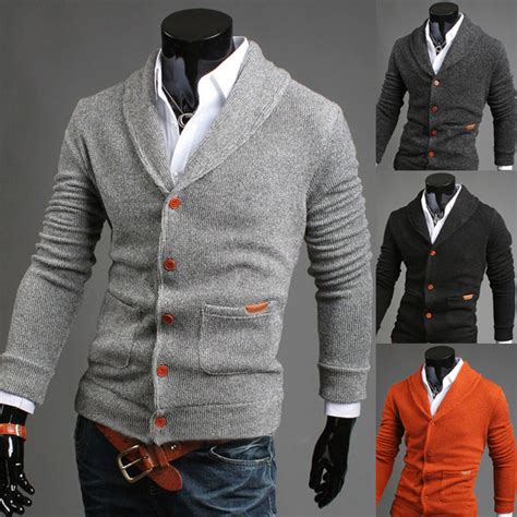 fashion mens slim fit v neck knitwear pullover cardigan sweater jacket coat tops ebay