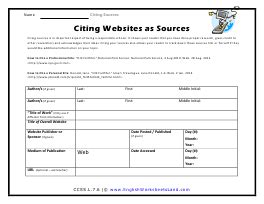 citing sources worksheets