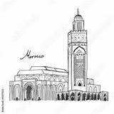 Morocco Marrakech Mosque Koutoubia Sketch sketch template