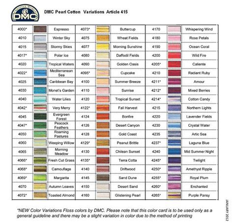 dmc variegated floss color chart