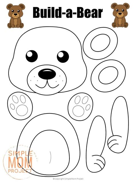 printable woodland cut  paste bear craft simple mom project