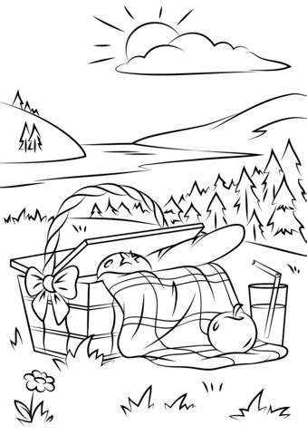 picnic basket coloring page  printable coloring pages
