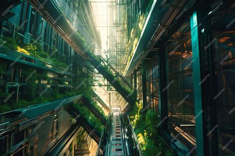premium photo suspended glass walkways linking towering green