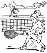 Tennis Coloring Pages Playing Boy Girl Drawing Player Sports Printable Activity Getdrawings sketch template