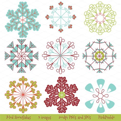 Mod Snowflakes Vectors And Clipart ~ Illustrations On
