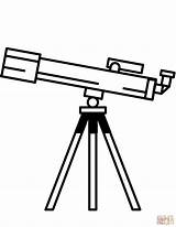 Telescope Coloring Pages Drawing Space Printable Astronomy Clipart sketch template