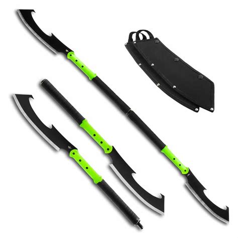 undead warrior bladed staff dual blade green fantasy staffs double bladed zombie sword