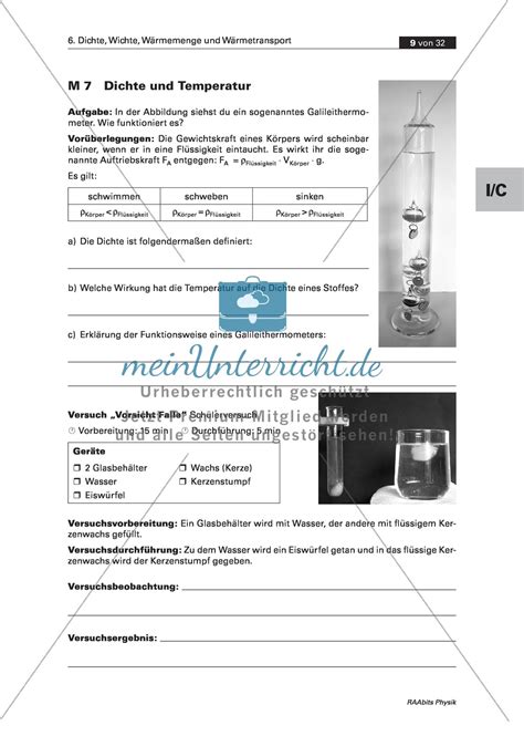 masse dichte gewicht temperatur aufgaben