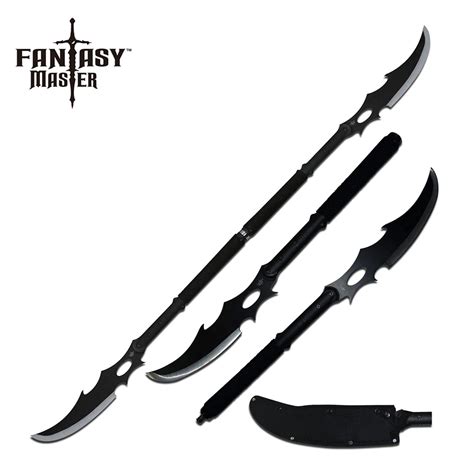 fantasy master dual cleaver reaper staff sword fmt bk weapons galore