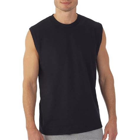 hanes mens sport styling cotton sleeveless  shirts  cool dri  pack medium   black