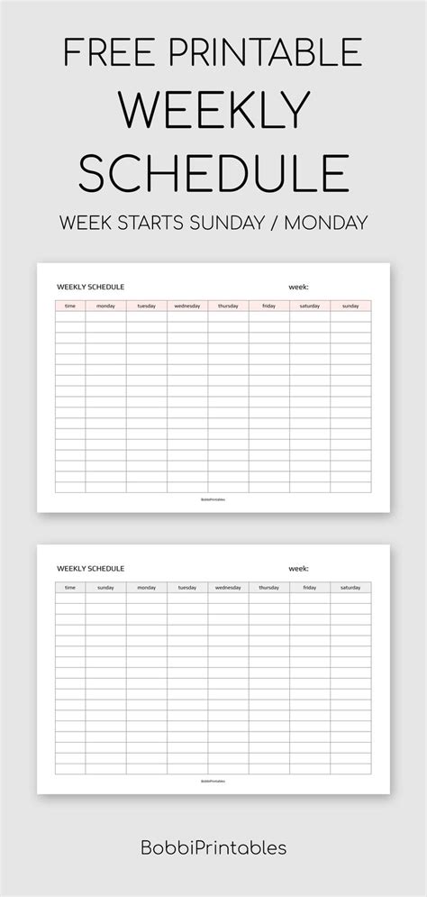 printable simple weekly schedule homeschool schedule printable