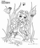 Jadedragonne Deviantart Steampunk Fairy Lineart Frog Coloring Pages Drawings sketch template